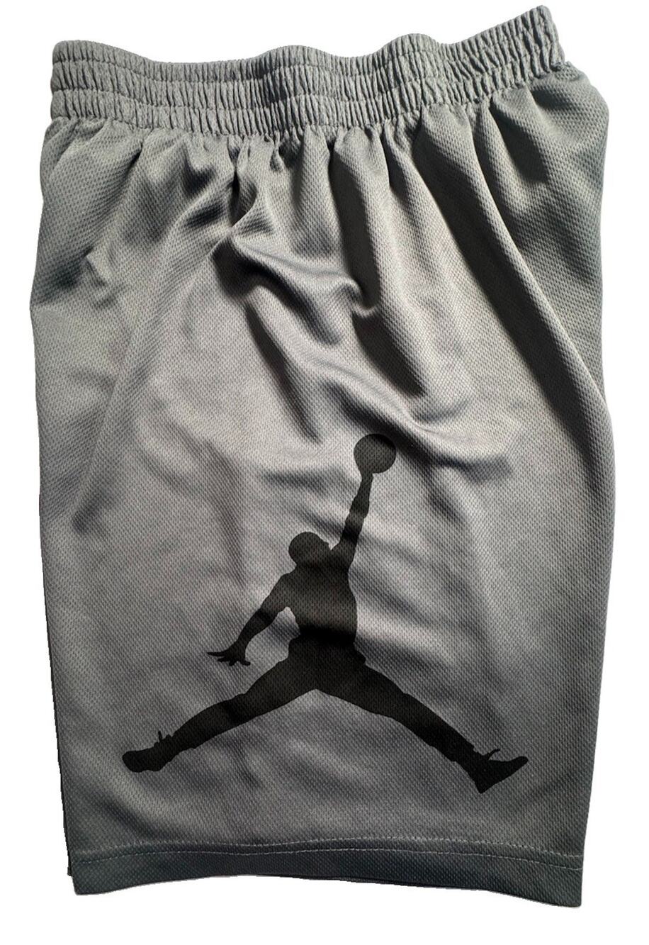 Jordan Boys Gray Mesh Athletic Basketball Shorts Jumpman Logo Size Medium 10-12